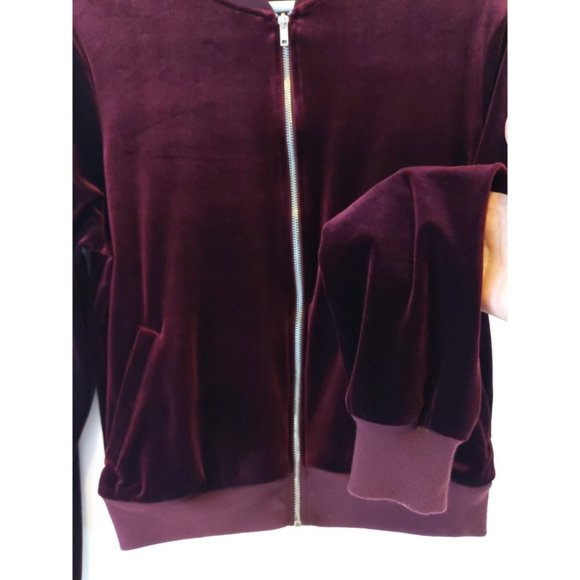 American Apparel Velvet Track Jacket with Pockets Maroon Size Medium - Picture 8 of 15